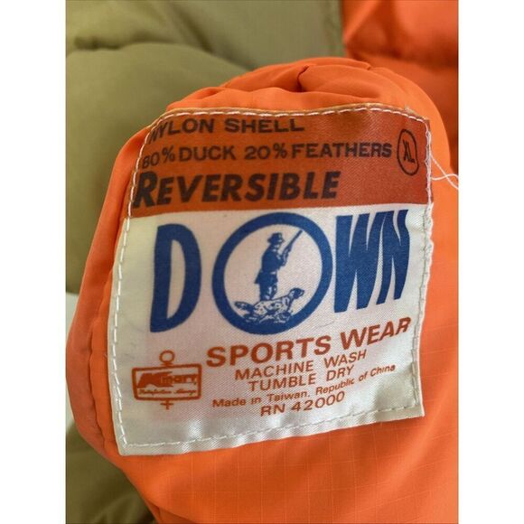 Vintage 80s Mens Reversible Hunting Puffer Vest Duck Down Kmart Neon Orange XL - Picture 9 of 12
